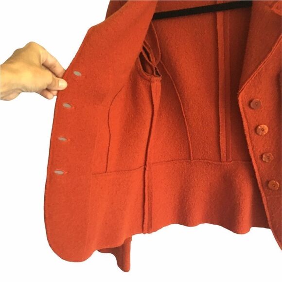 AND Wool Button Front Blazer Burnt Orange S - Picture 6 of 8